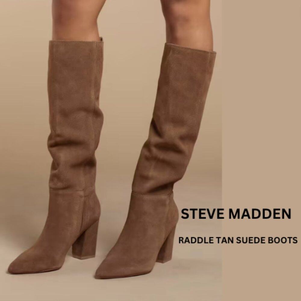 STEVE MADDEN RADDLE TAN LEATHER/SUEDE BOOTS women's size 9.5